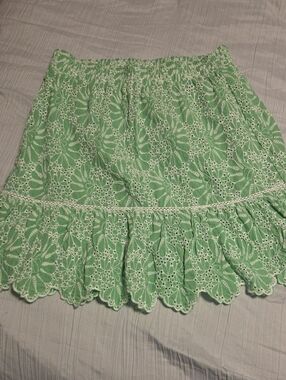 LOFT Mint Green Eyelet Lace Tiered Mini Skirt